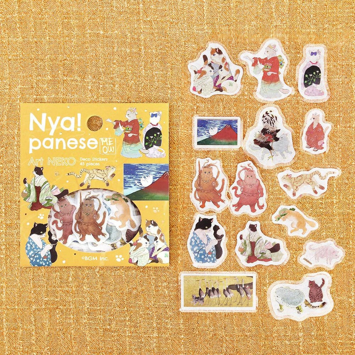 Nyapanese Art Neko Yellow Version BGM Stickers
