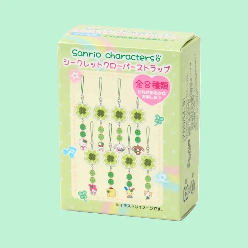 A green blind box of the sanrio clover phone charm.