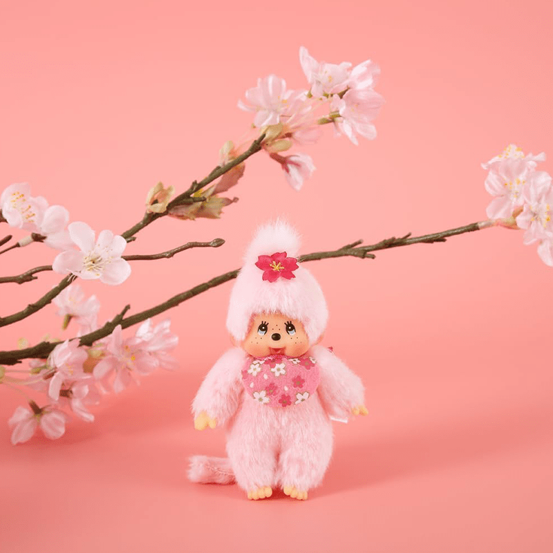 Monchhichi Cherry Blossom  4" Plush Keychain