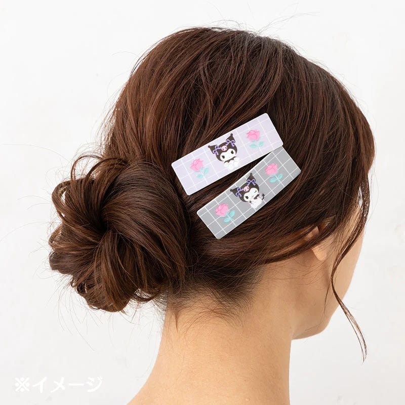 Kuromi Sanrio Grid Hair Clip Set