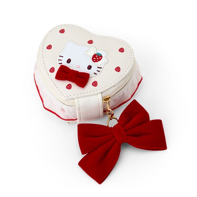 Hello Kitty Strawberry Cake White Heart-Shaped Accessory Case