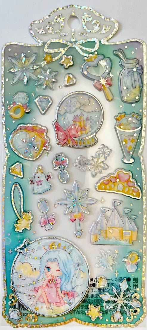 Blue Shiny Princess Stickers