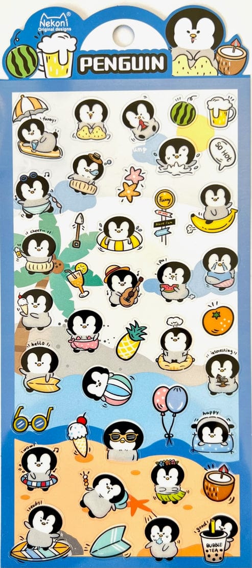Penguin Beach Party Stickers