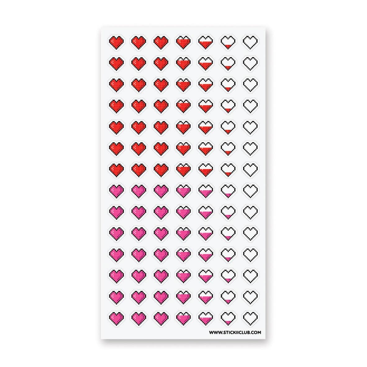 Pixel Hearts Sticker Sheet